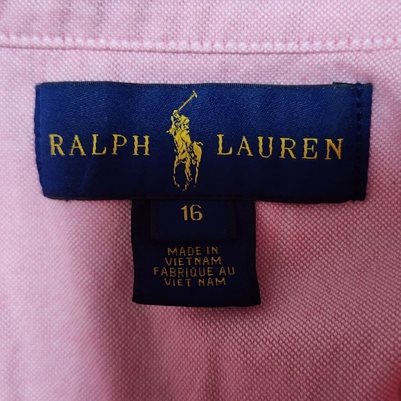 RALPH lauren button down long sleeves shirt 100% cotton color pink size S - Picture 5 of 5
